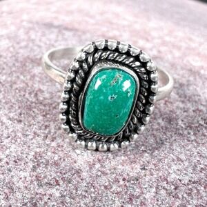 Sonoran Turquoise Sterling Silver Ring Size 7 Southwestern Rope Bezel 925